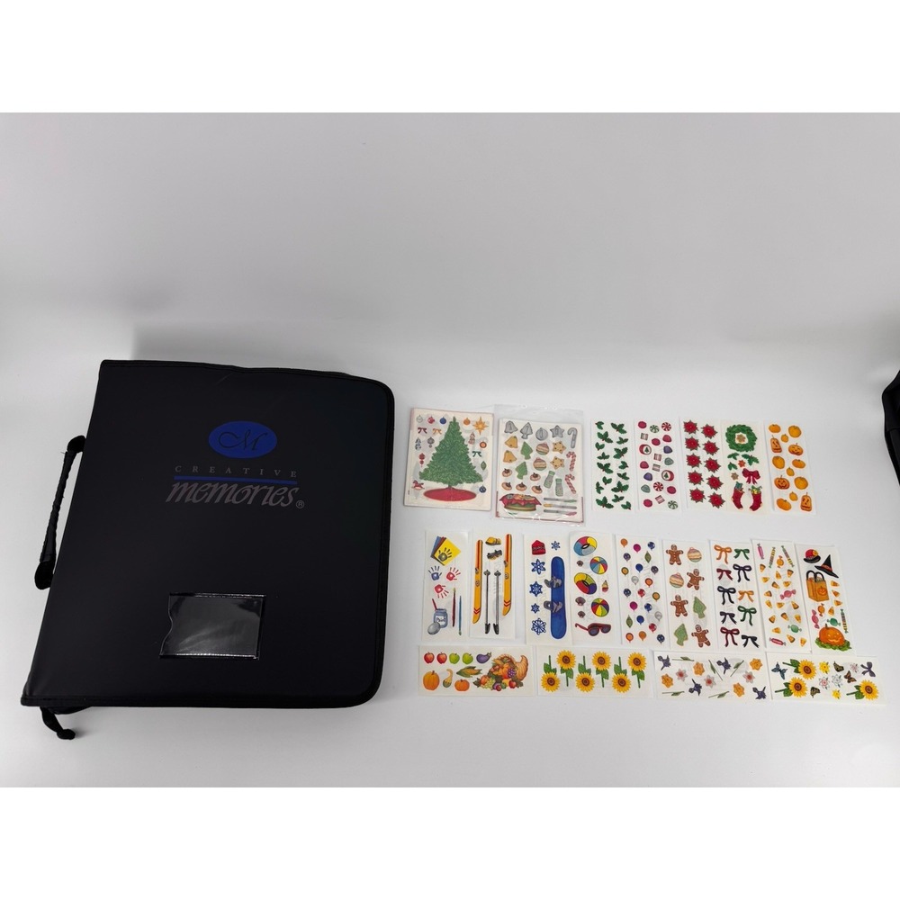 Creative Memories Zipper Binder 16 Protectors 14 Sticker Sheets Black Accessory